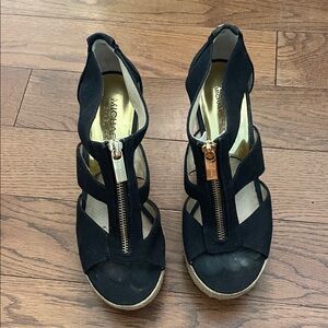 Michael Kors Black Espadrilles with Gold Accents